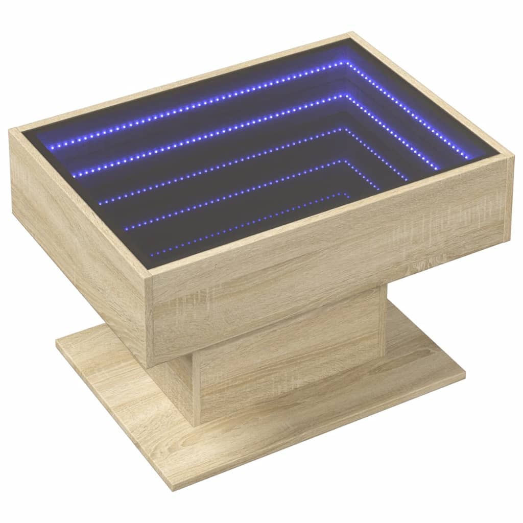 vidaXL Stolik kawowy z LED, dąb sonoma, 70x50x45 cm