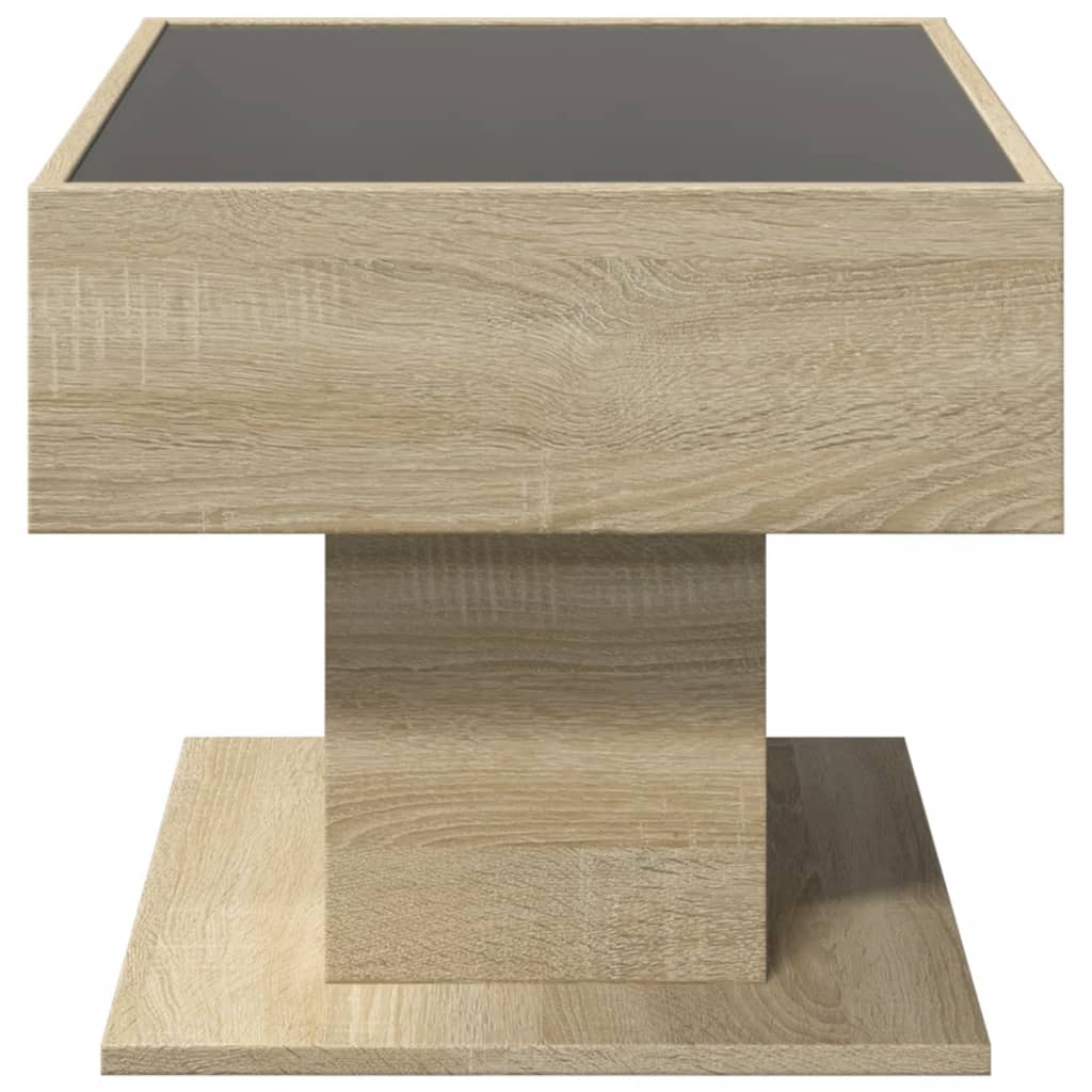 vidaXL Stolik kawowy z LED, dąb sonoma, 70x50x45 cm