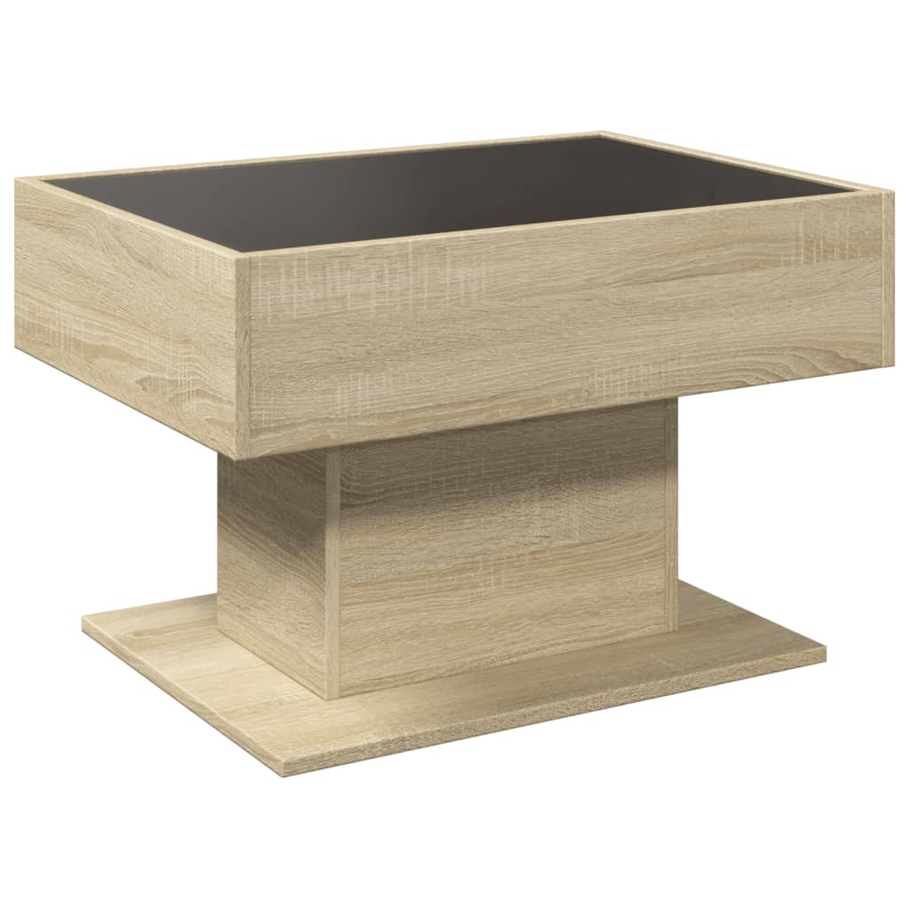 vidaXL Stolik kawowy z LED, dąb sonoma, 70x50x45 cm