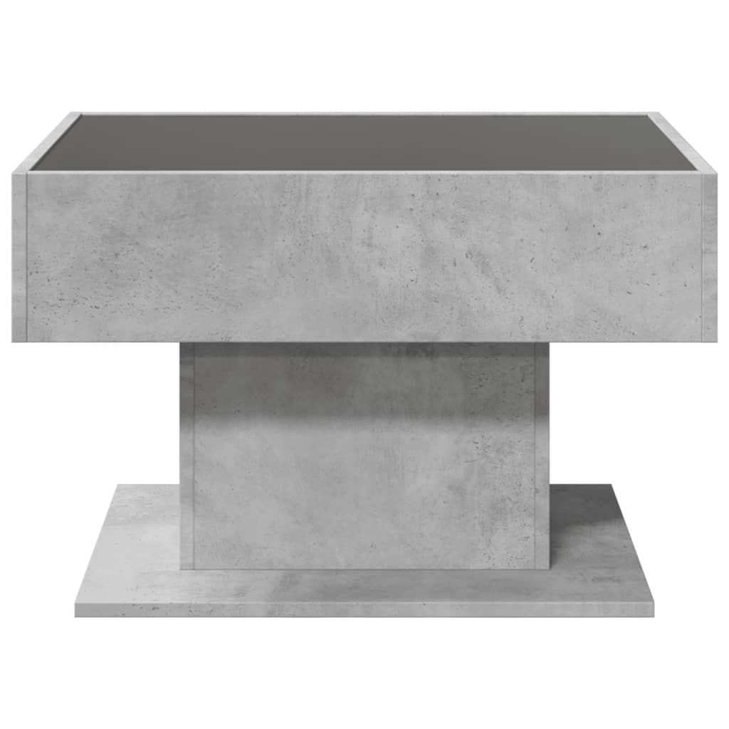 vidaXL Stolik kawowy z LED, szarość betonu, 70x50x45 cm