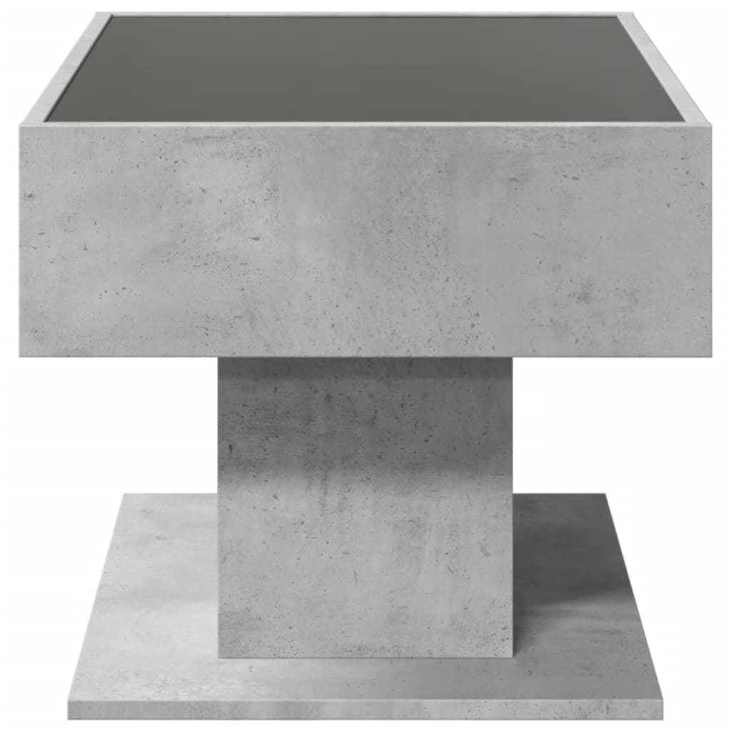 vidaXL Stolik kawowy z LED, szarość betonu, 70x50x45 cm