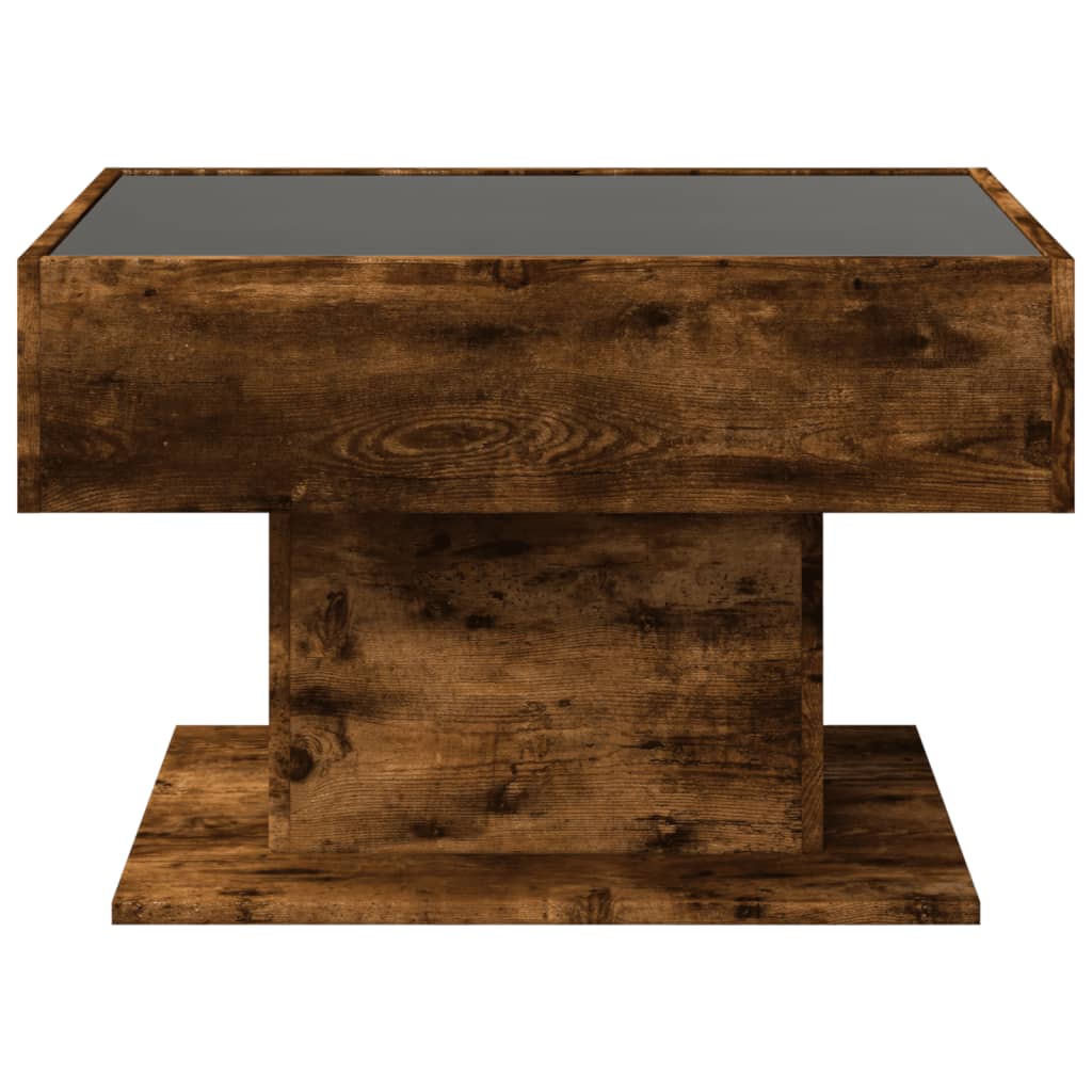vidaXL Stolik kawowy z LED, przydymiony dąb, 70x50x45 cm