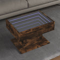 vidaXL Stolik kawowy z LED, przydymiony dąb, 70x50x45 cm