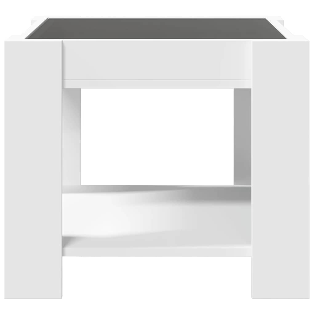vidaXL Stolik kawowy z LED, biały 53x53x45 cm, materiał drewnopochodny