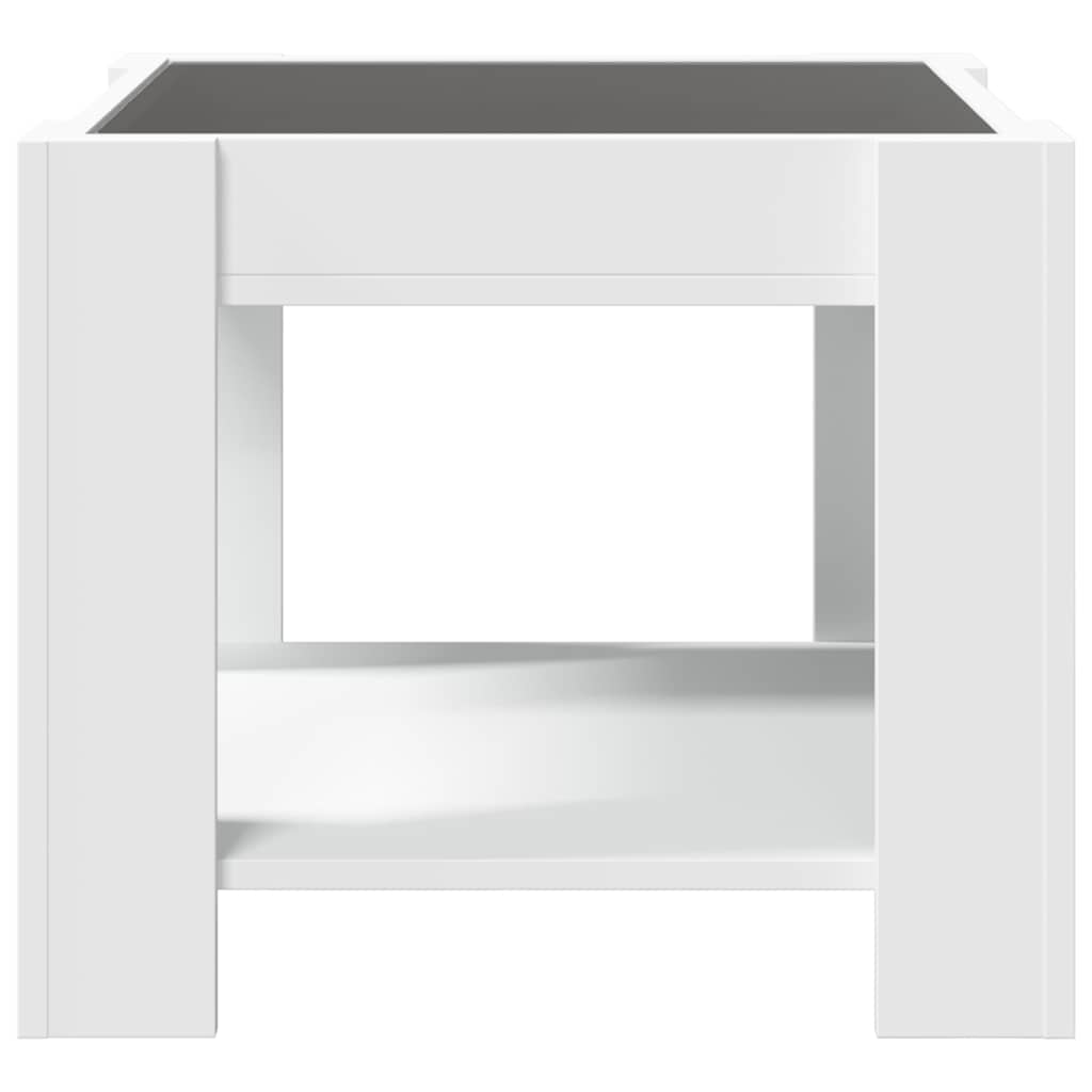 vidaXL Stolik kawowy z LED, biały 53x53x45 cm, materiał drewnopochodny