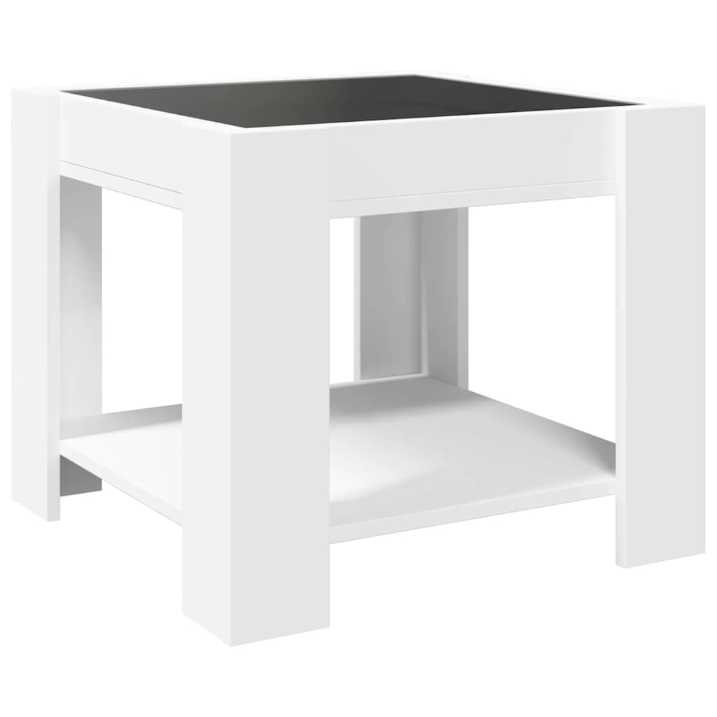 vidaXL Stolik kawowy z LED, biały 53x53x45 cm, materiał drewnopochodny