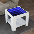 vidaXL Stolik kawowy z LED, biały 53x53x45 cm, materiał drewnopochodny