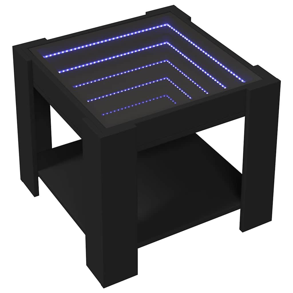 vidaXL Stolik kawowy z LED, czarny, 53x53x45 cm
