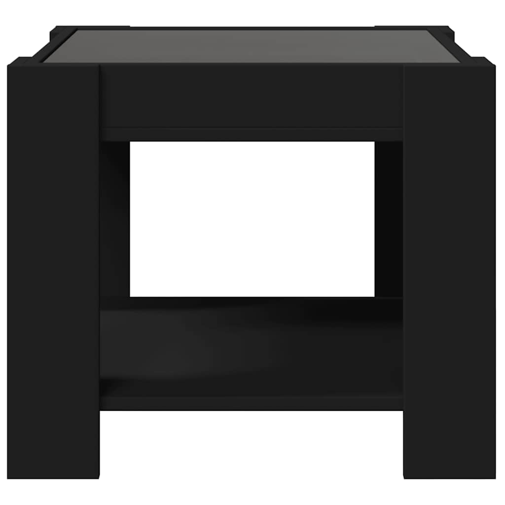 vidaXL Stolik kawowy z LED, czarny, 53x53x45 cm