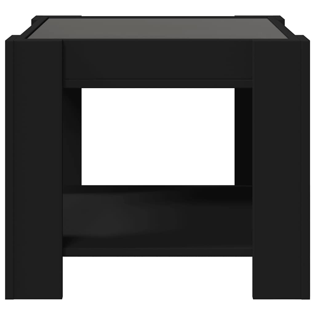 vidaXL Stolik kawowy z LED, czarny, 53x53x45 cm