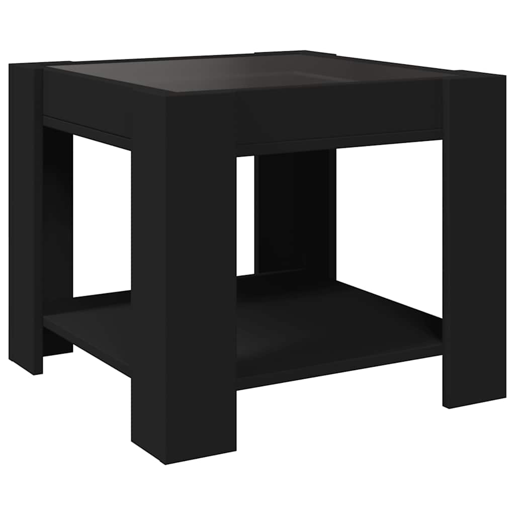 vidaXL Stolik kawowy z LED, czarny, 53x53x45 cm