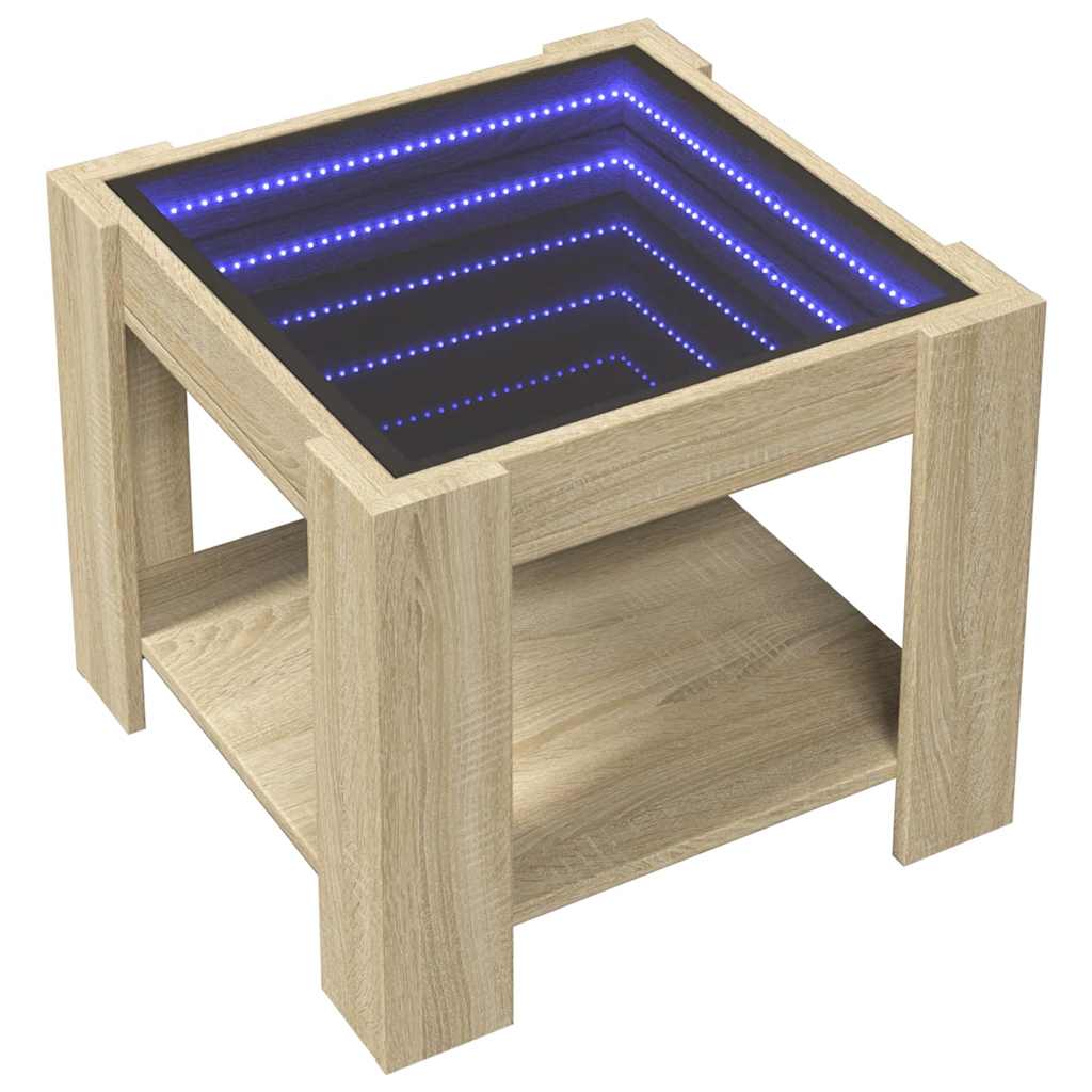 vidaXL Stolik kawowy z LED, dąb sonoma, 53x53x45 cm