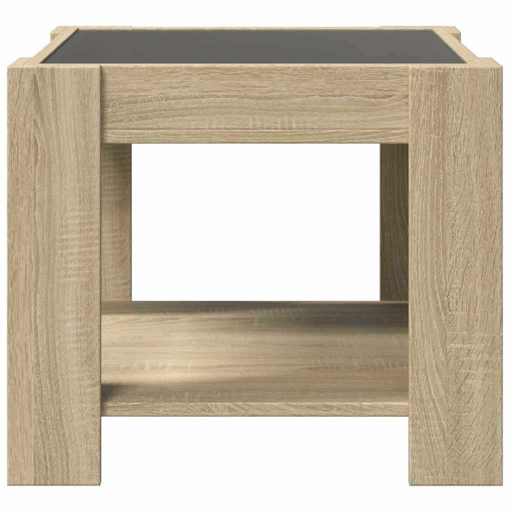 vidaXL Stolik kawowy z LED, dąb sonoma, 53x53x45 cm