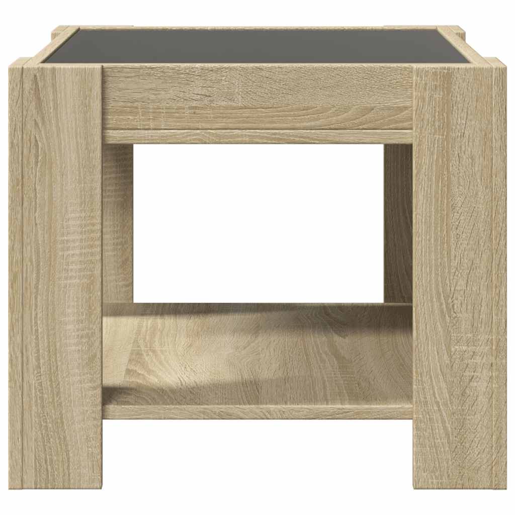 vidaXL Stolik kawowy z LED, dąb sonoma, 53x53x45 cm