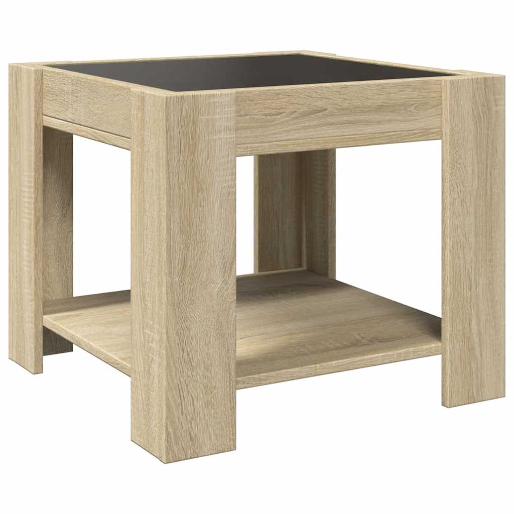 vidaXL Stolik kawowy z LED, dąb sonoma, 53x53x45 cm