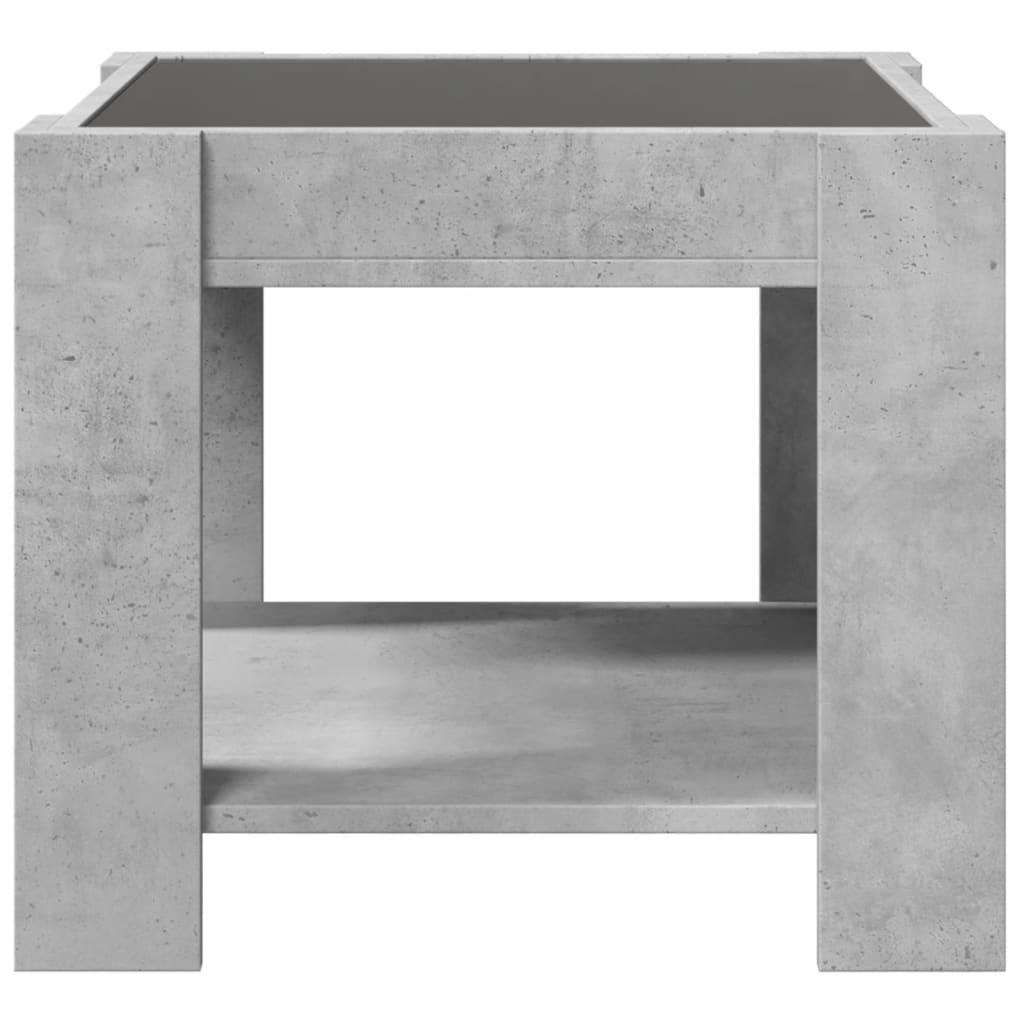 vidaXL Stolik kawowy z LED, szarość betonu, 53x53x45 cm