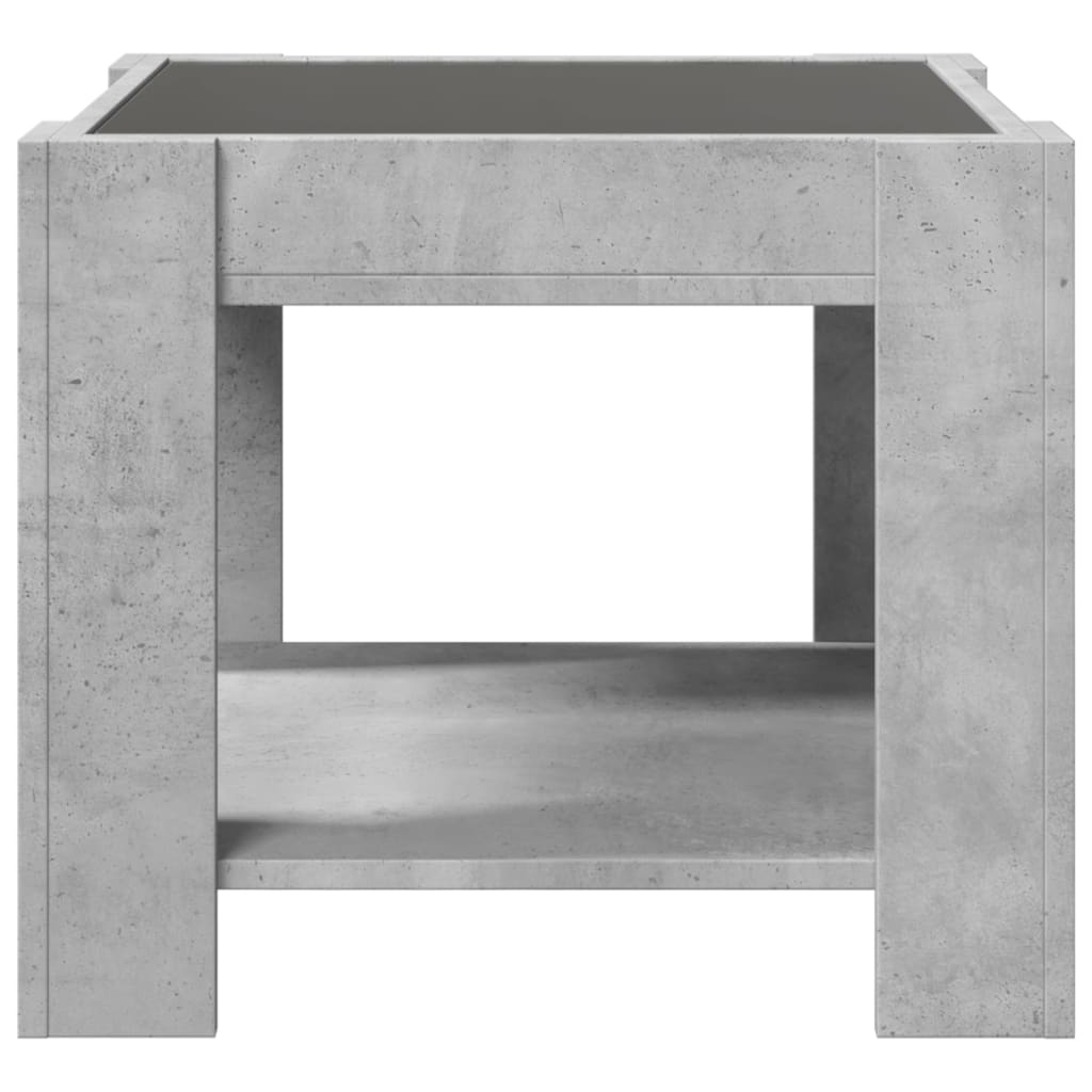vidaXL Stolik kawowy z LED, szarość betonu, 53x53x45 cm