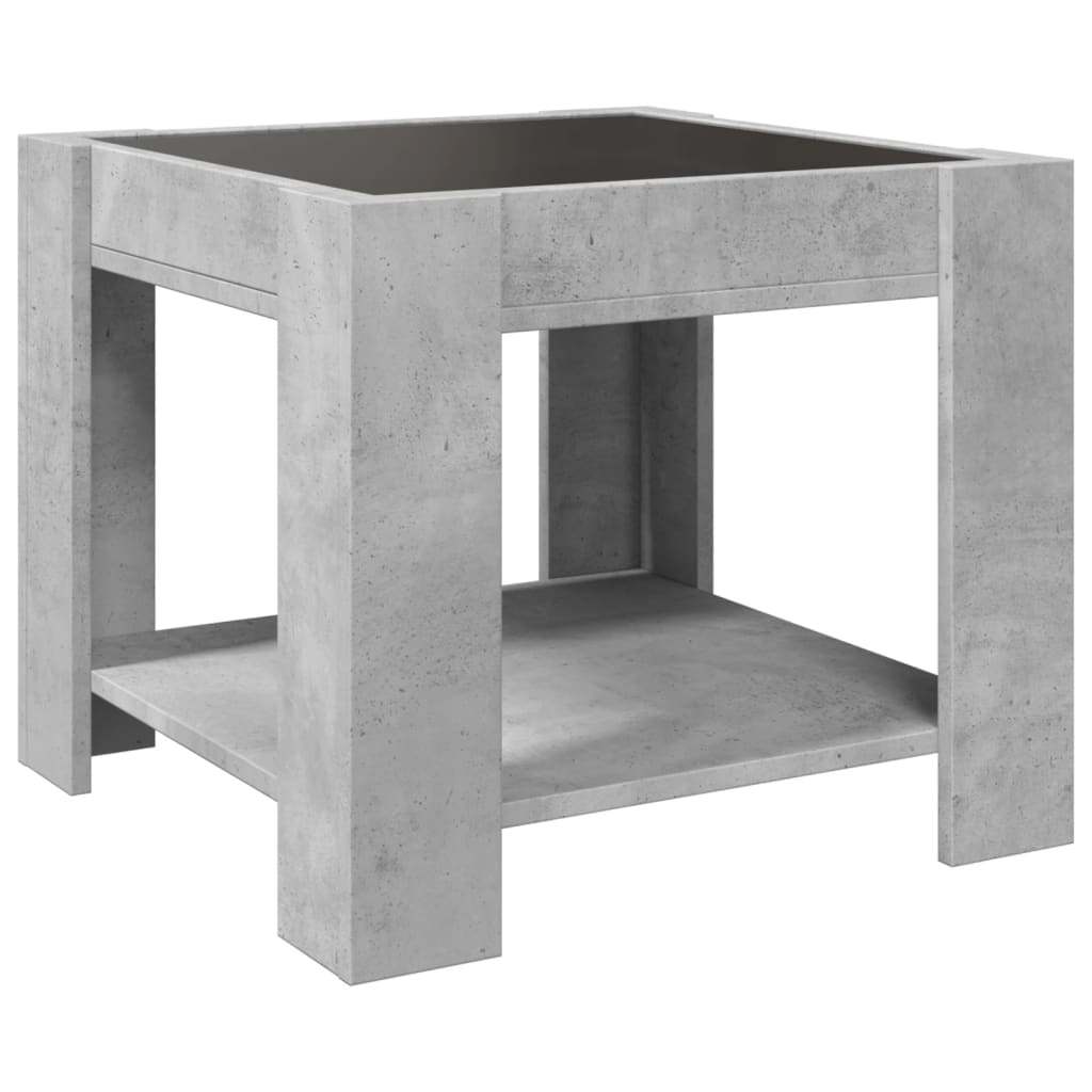 vidaXL Stolik kawowy z LED, szarość betonu, 53x53x45 cm