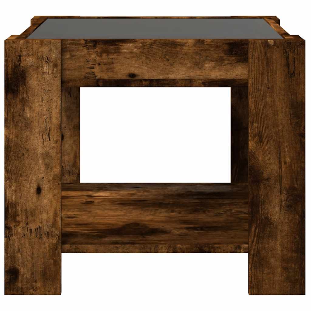 vidaXL Stolik kawowy z LED, przydymiony dąb, 53x53x45 cm