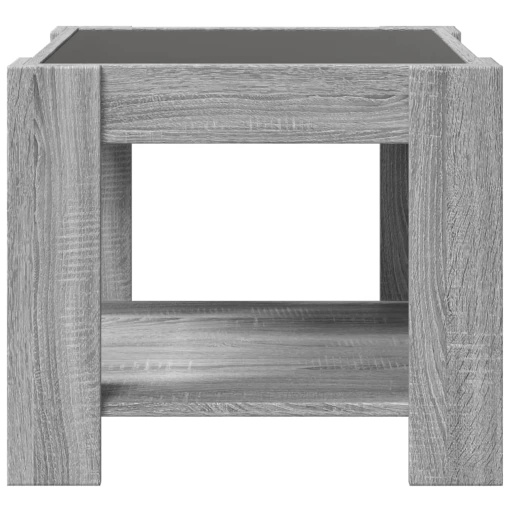 vidaXL Stolik kawowy z LED, szary dąb sonoma, 53x53x45 cm