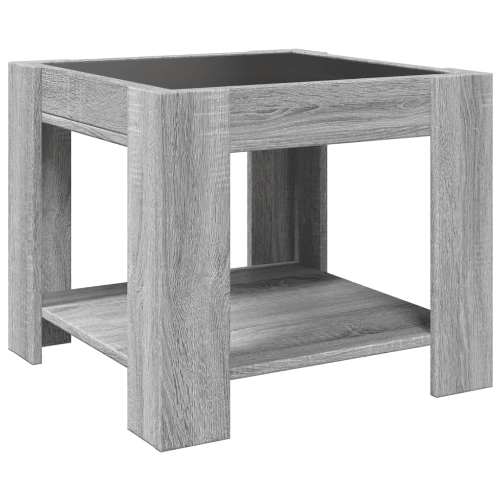 vidaXL Stolik kawowy z LED, szary dąb sonoma, 53x53x45 cm
