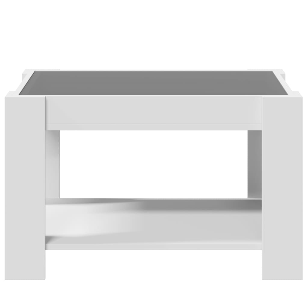 vidaXL Stolik kawowy z LED, biały 73x53x45 cm, materiał drewnopochodny