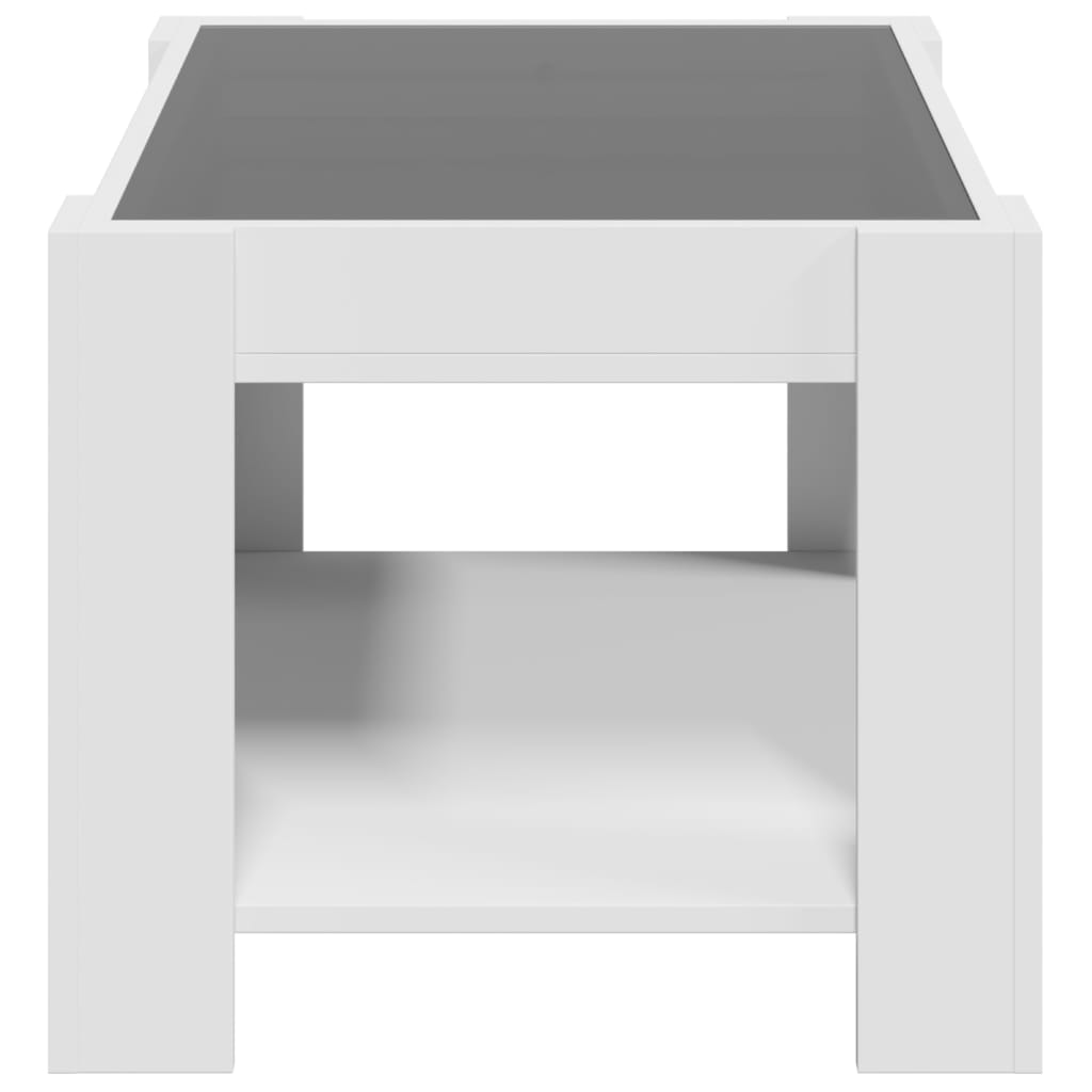 vidaXL Stolik kawowy z LED, biały 73x53x45 cm, materiał drewnopochodny