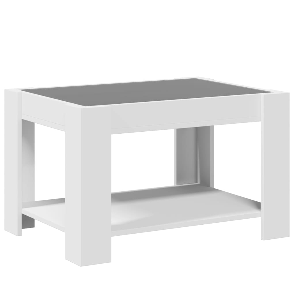 vidaXL Stolik kawowy z LED, biały 73x53x45 cm, materiał drewnopochodny