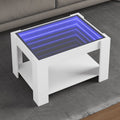 vidaXL Stolik kawowy z LED, biały 73x53x45 cm, materiał drewnopochodny