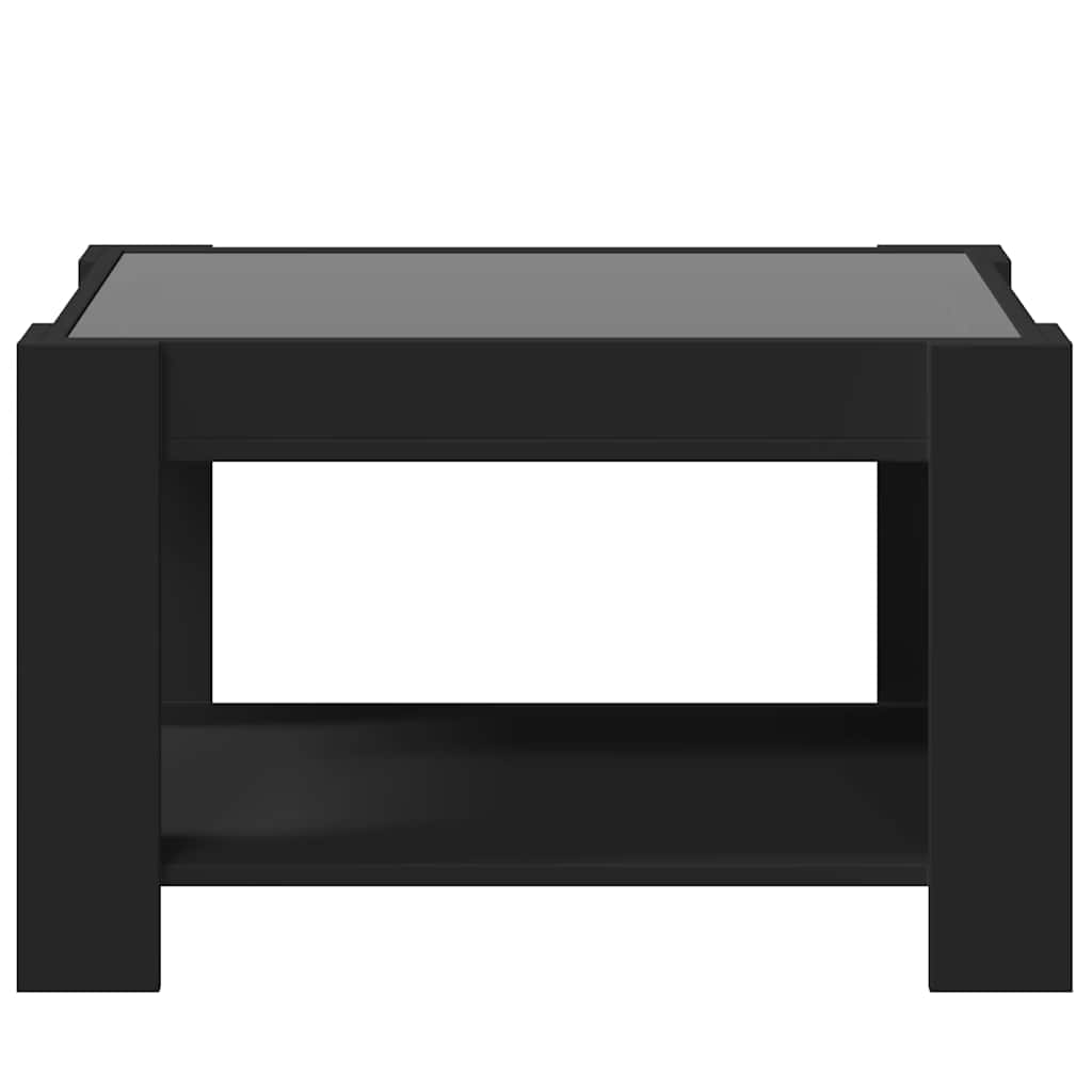 vidaXL Stolik kawowy z LED czarny 73x53x45 cm, materiał drewnopochodny