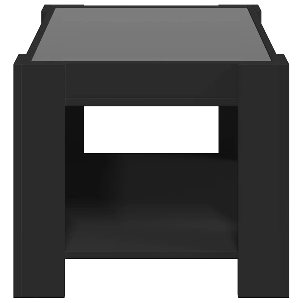 vidaXL Stolik kawowy z LED czarny 73x53x45 cm, materiał drewnopochodny