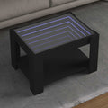 vidaXL Stolik kawowy z LED czarny 73x53x45 cm, materiał drewnopochodny