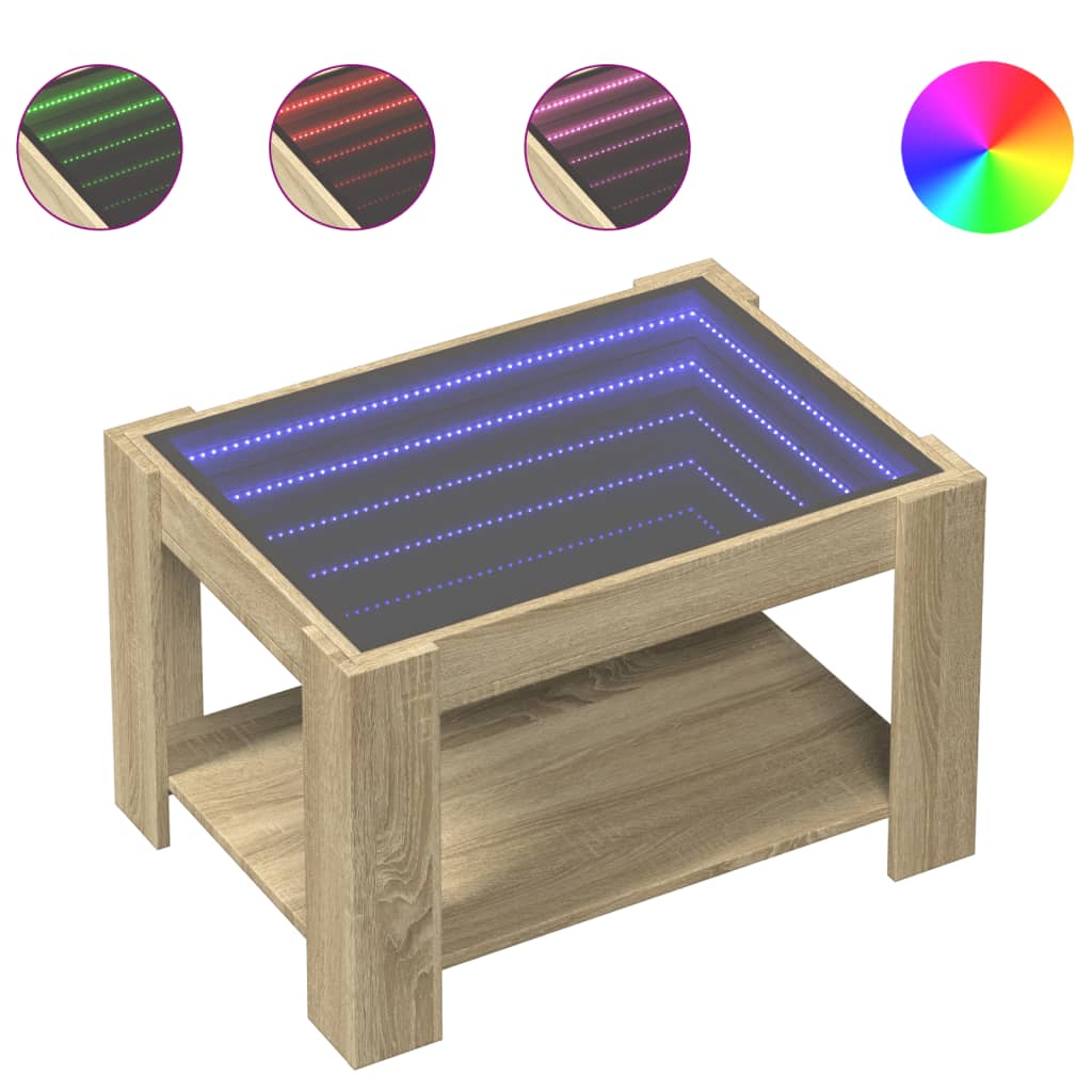 vidaXL Stolik kawowy z LED, dąb sonoma, 73x53x45 cm