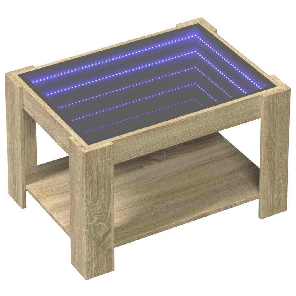 vidaXL Stolik kawowy z LED, dąb sonoma, 73x53x45 cm