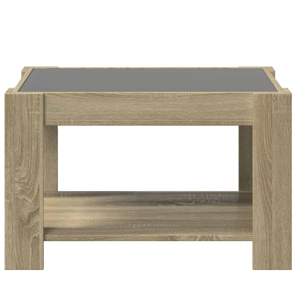 vidaXL Stolik kawowy z LED, dąb sonoma, 73x53x45 cm