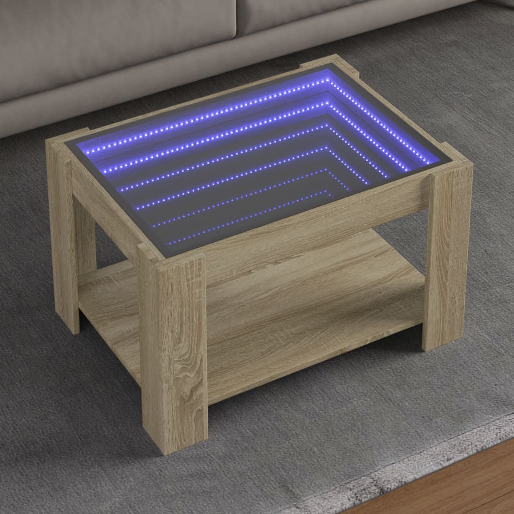 vidaXL Stolik kawowy z LED, dąb sonoma, 73x53x45 cm