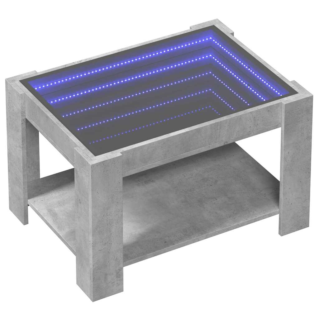 vidaXL Stolik kawowy z LED, szarość betonu, 73x53x45 cm