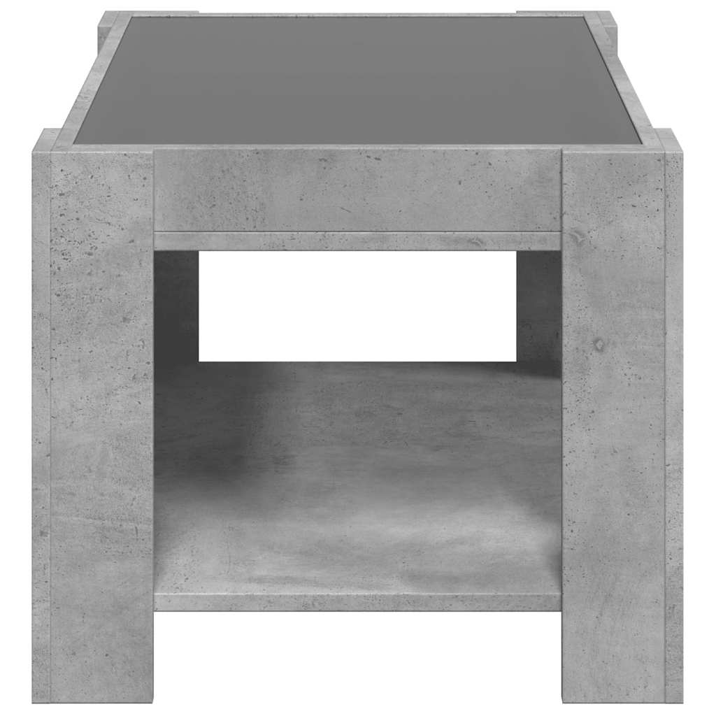 vidaXL Stolik kawowy z LED, szarość betonu, 73x53x45 cm