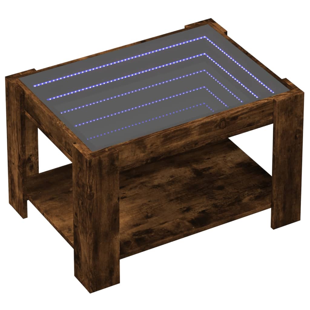 vidaXL Stolik kawowy z LED, opalany dąb, 73x53x45 cm