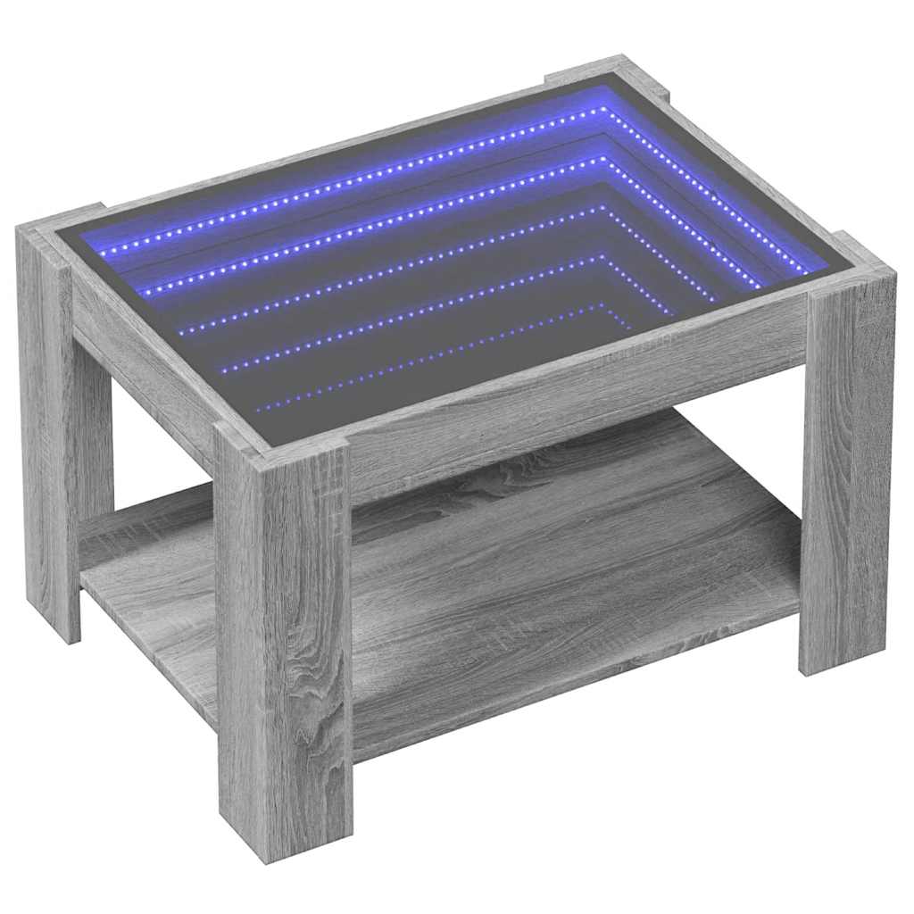 vidaXL Stolik kawowy z LED, szary dąb sonoma, 73x53x45 cm