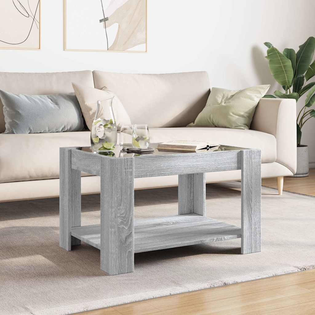 vidaXL Stolik kawowy z LED, szary dąb sonoma, 73x53x45 cm