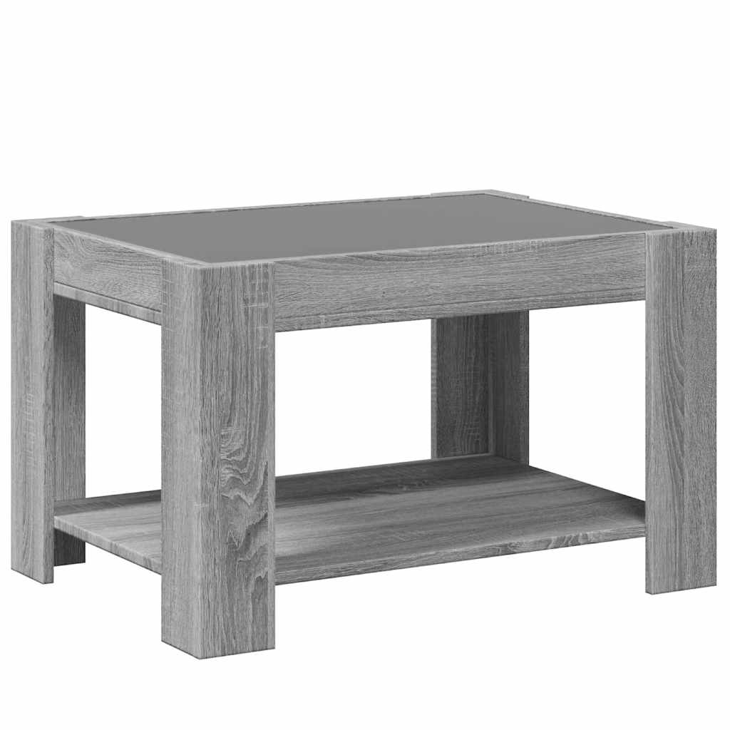 vidaXL Stolik kawowy z LED, szary dąb sonoma, 73x53x45 cm