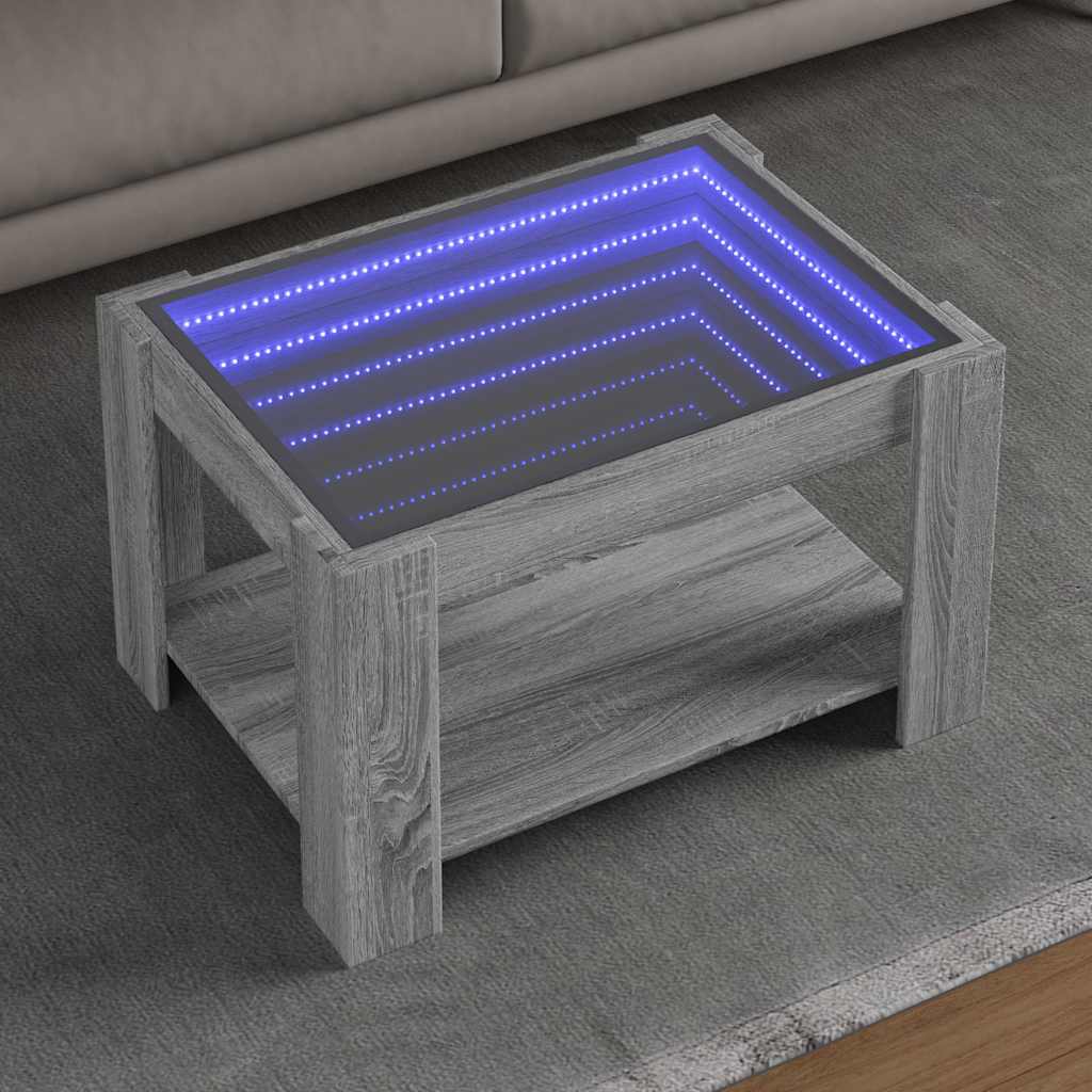 vidaXL Stolik kawowy z LED, szary dąb sonoma, 73x53x45 cm