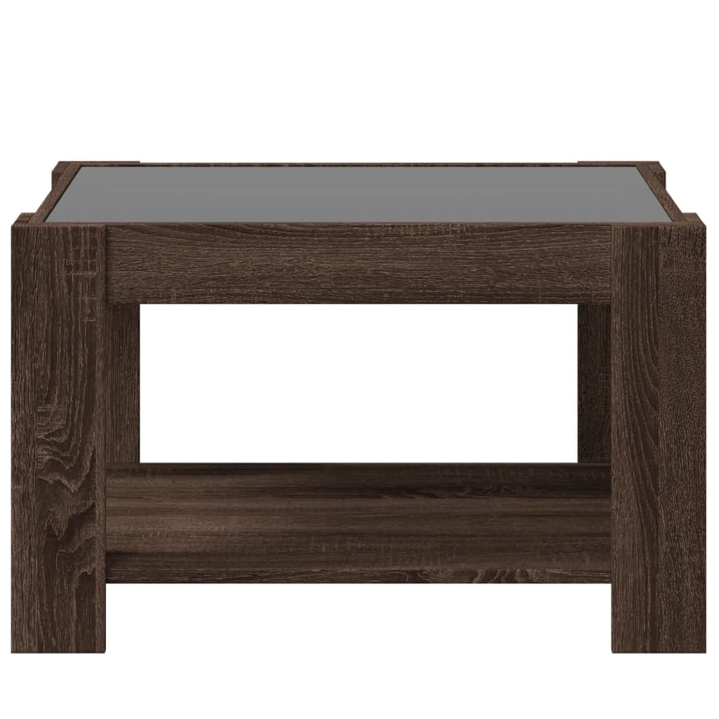 vidaXL Stolik kawowy z LED, brązowy dąb, 73x53x45 cm