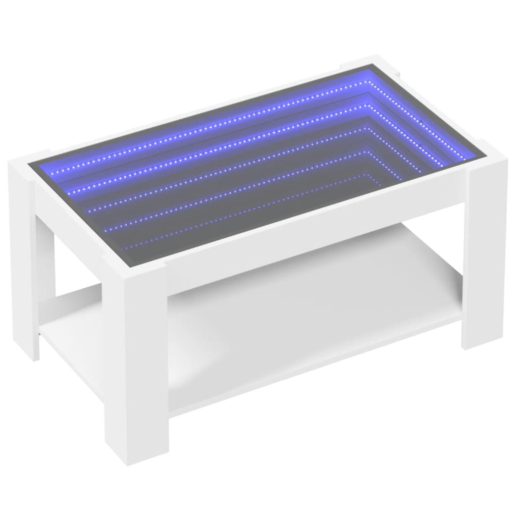 vidaXL Stolik kawowy z LED, biały 93x53x45 cm, materiał drewnopochodny