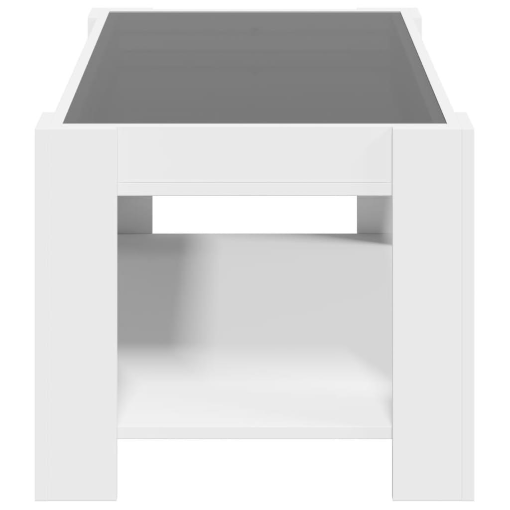 vidaXL Stolik kawowy z LED, biały 93x53x45 cm, materiał drewnopochodny