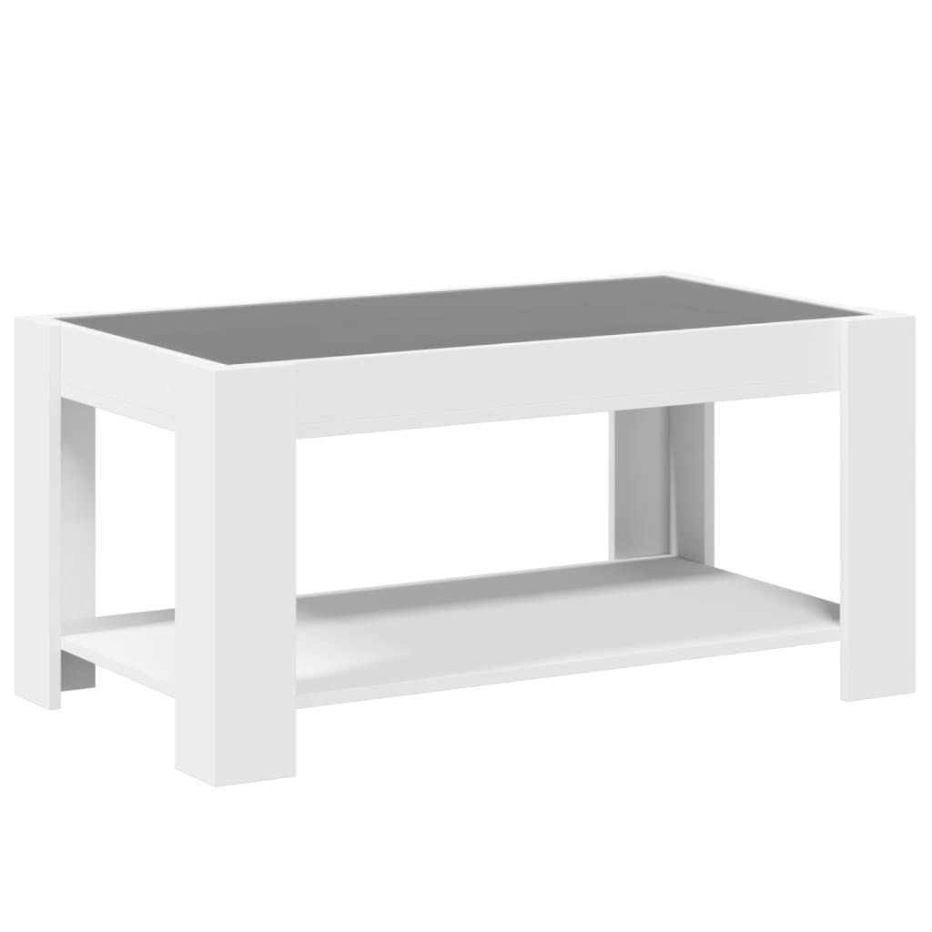 vidaXL Stolik kawowy z LED, biały 93x53x45 cm, materiał drewnopochodny