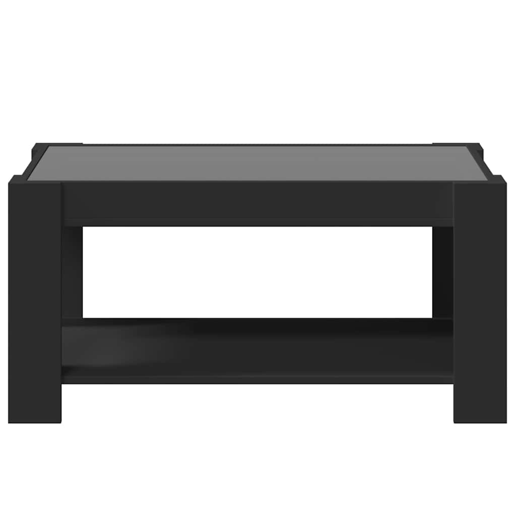 vidaXL Stolik kawowy z LED czarny 93x53x45 cm, materiał drewnopochodny