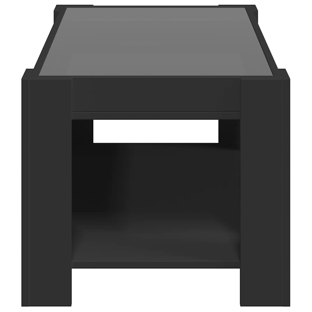 vidaXL Stolik kawowy z LED czarny 93x53x45 cm, materiał drewnopochodny