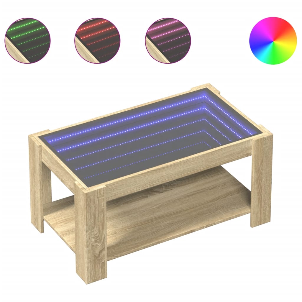 vidaXL Stolik kawowy z LED, dąb sonoma, 93x53x45 cm